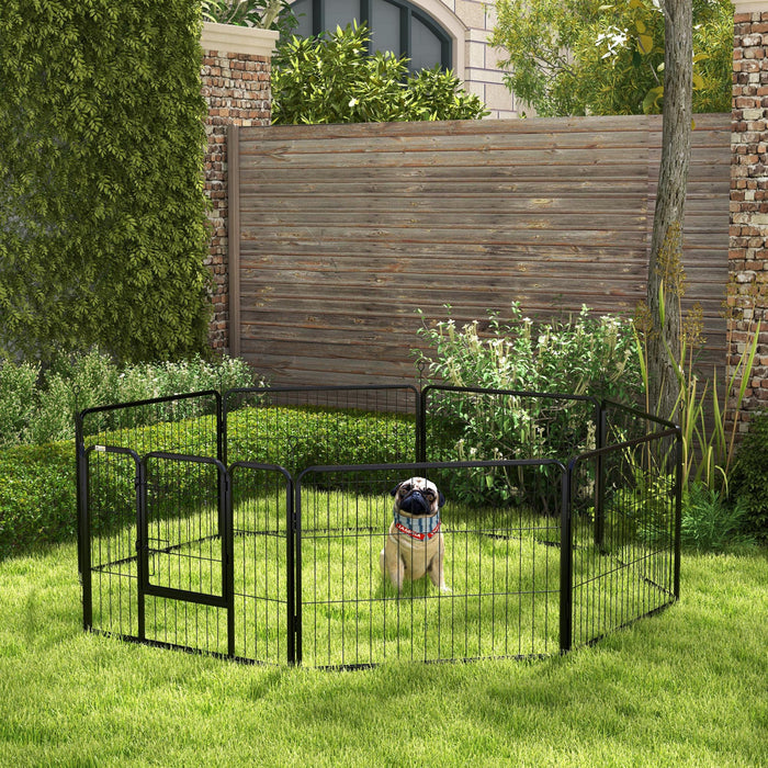Pawhut Dog Playpen, Heavy-duty Metal Puppy Play Pen, Pet Exercise Fences For Outside And Indoor, Diy Design With Door For Multiple Dogs, 8 Panels, 23.5\"h