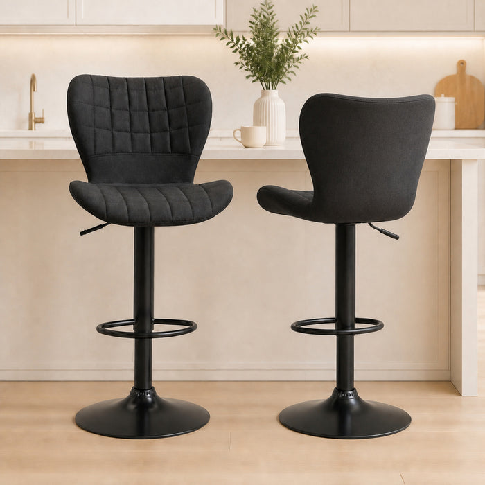 HOMCOM Bar Stools Set of 2 Adjustable Height Swivel Bar Chairs with Back