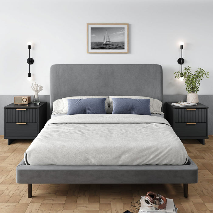 Granville Modern 18\" Nightstand in Charcoal Gray (2-Drawer) - Set of 2