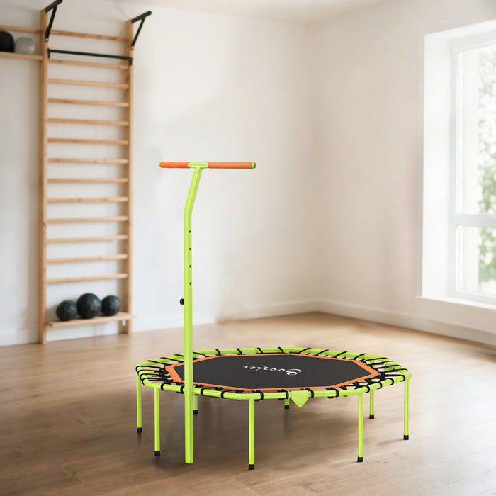 Soozier 50\" Foldable Mini Trampoline, Fitness Trampoline Bungee Rebounder with Adjustable Handle Bar, Stable & Quiet for Adults Indoor and Outdoor Workout