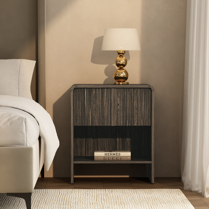 Novara Contemporary 22\" Nightstand in Jacobean Walnut (1-Drawer)