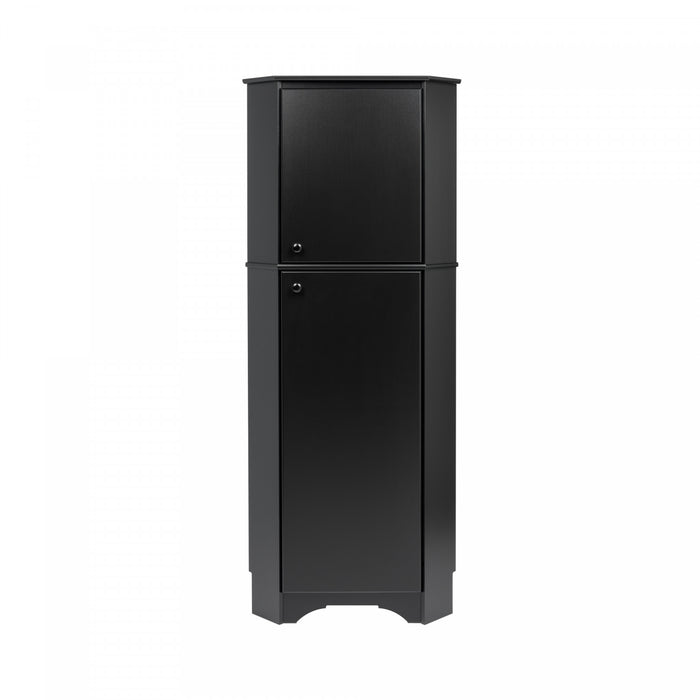 Elite Tall 2-Door Corner Storage Cabinet - Black