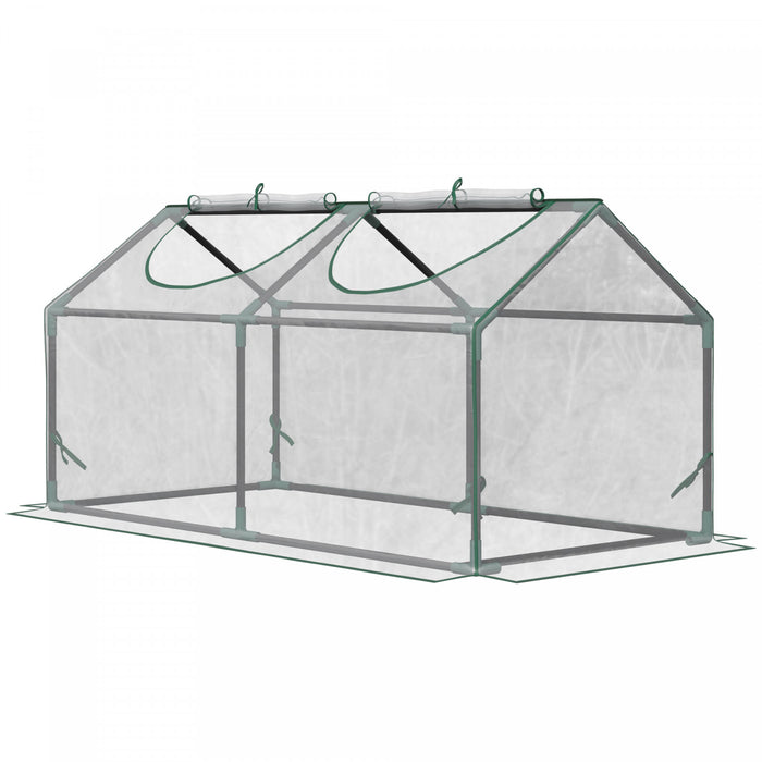 Outsunny 47\"x24\"x24\" Portable Mini Tunnel Greenhouse With 2 Windows, Clear