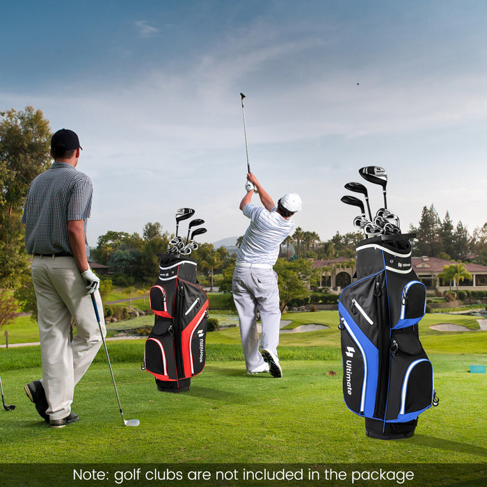 Costway Lightweight Golf Cart Bag With 14 Way Top Dividers 9 Pockets Rain Hood Cooler Bag