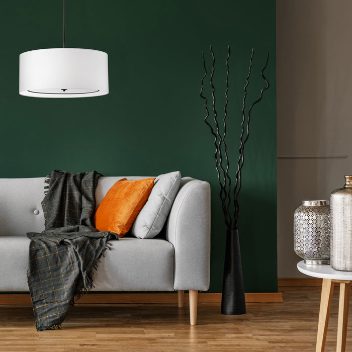 Dainolite Porscha 4 Light Pendant Medium Matte Black White Shade Lamp