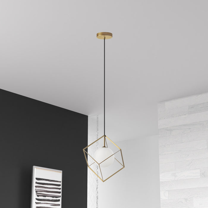 Dainolite Thomson 1 Light Pendant Gold Finish Opal White Glass Lamp