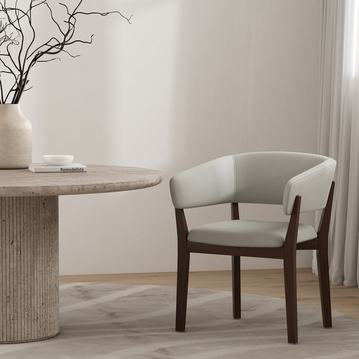 Blake Modern Wood Faux Mohair Armchair in Greige