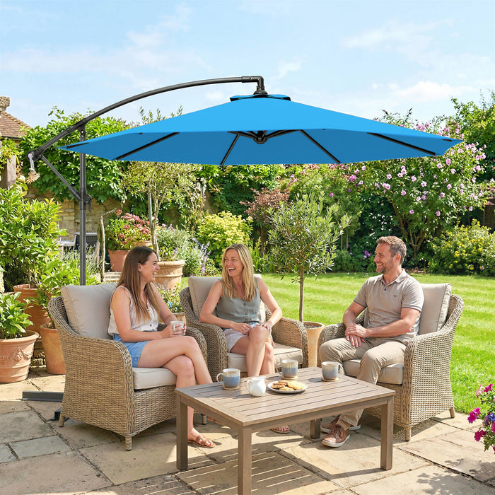 Outsunny 10ft Patio Umbrella, Garden Hanging Parasol With Crank, Blue