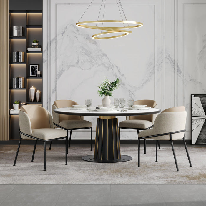 Olivia Set of 4 Modern Dining Chair with Slanted Legs and Adjustable Feet,Beige