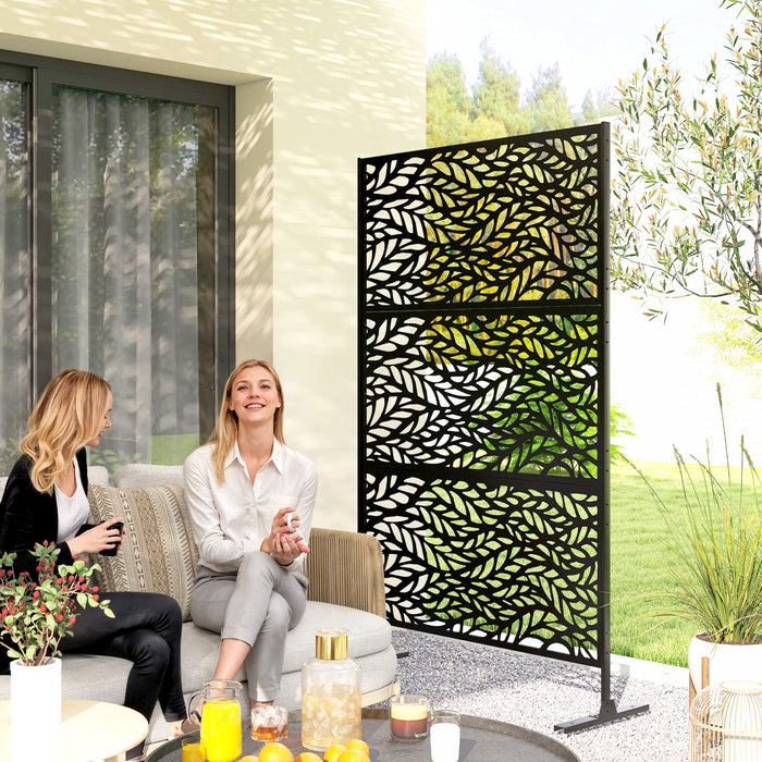 Outsunny Outdoor Privacy Screen, Freestanding Outdoor Divider, Black