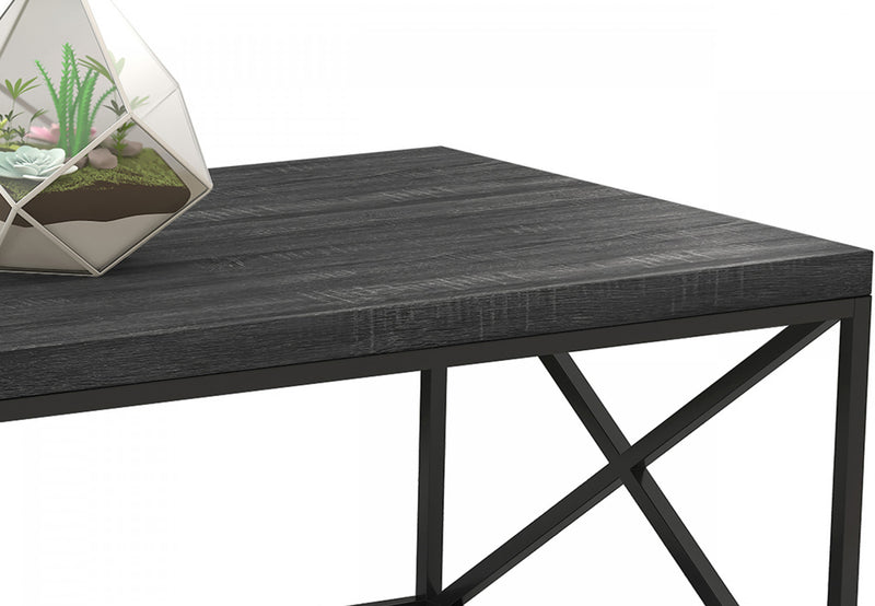 44\" Coffee Table Dark Grey Wood With Black Metal