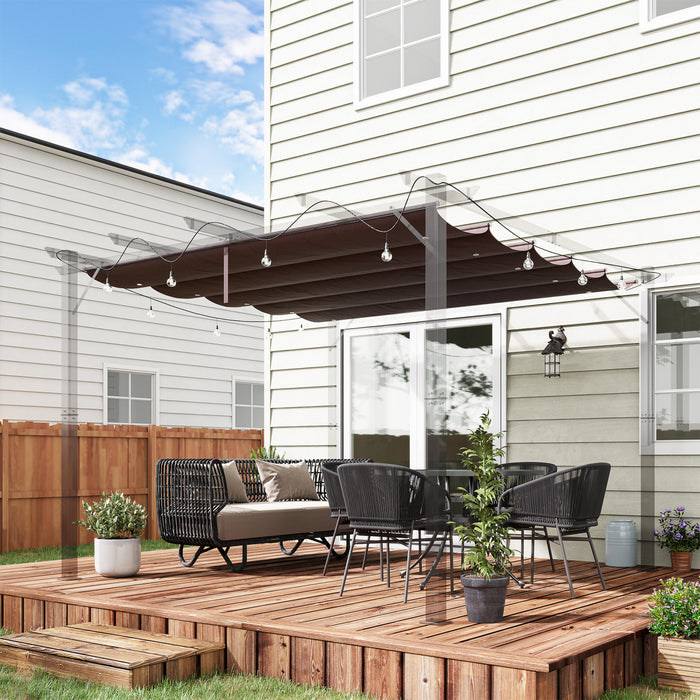 Outsunny Retractable Replacement Pergola Canopy For 10' X 10' Pergola, Pergola Cover Replacement, Coffee
