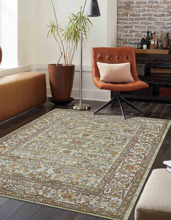 Hailey Traditional 9'3\" x 11'10\" Area Rug in Green Indoor Area Rug