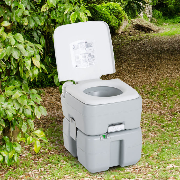 Homcom Outdoor Portable Travel Toilet Flushable Tank With Level Indicator