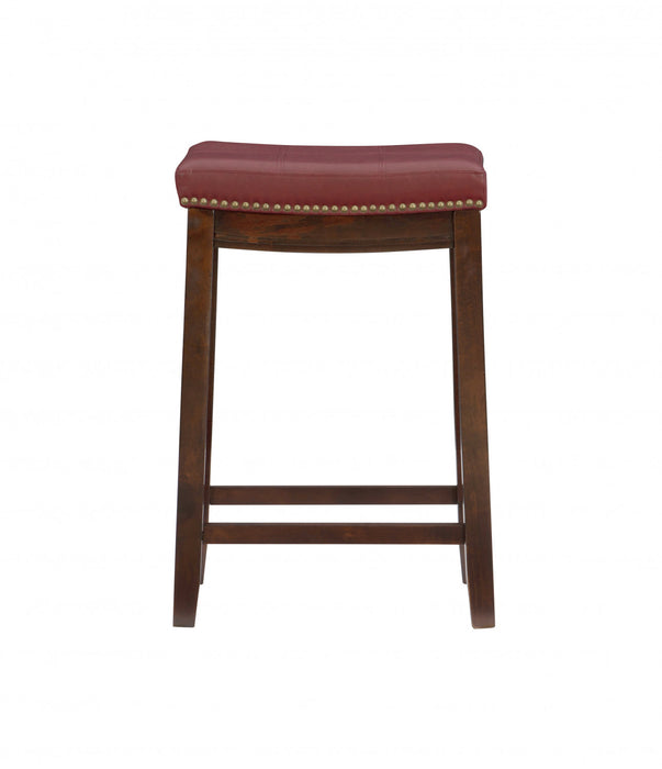 Claridge Faux Leather Backless Counter-Height Stool - Red