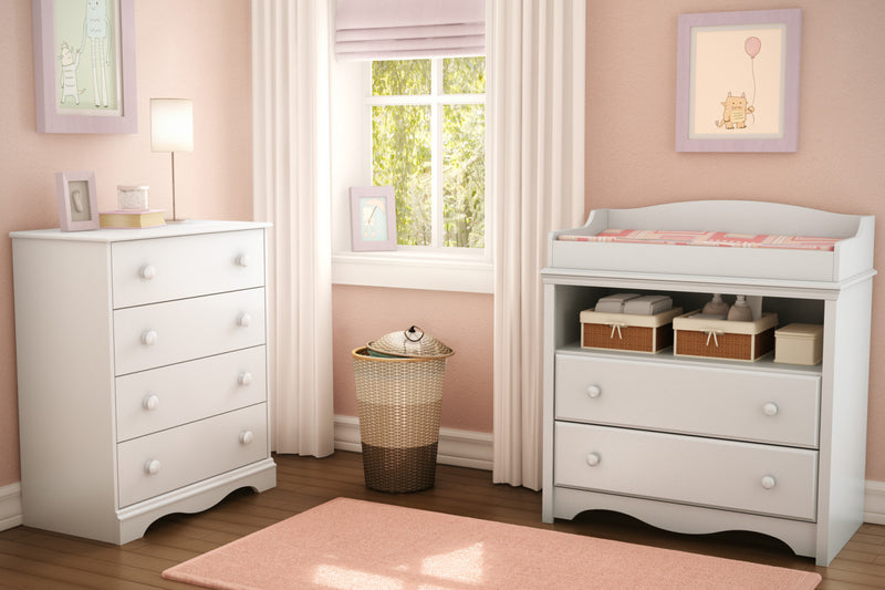 Angel Changing Table And 4-drawer Chest Set - Pure White 