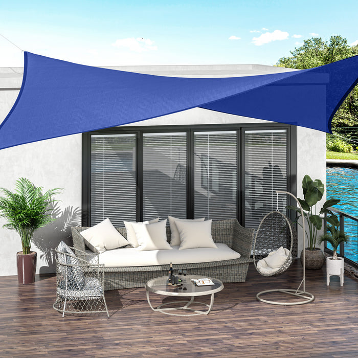 Outsunny Rectangle 20'x 16' Sun Shade Sail Top Cover Fabric Outdoor Shelter Backyard Window Garden Carrying Bag Blue