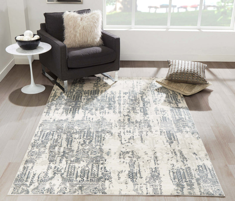 Claudia Traditional 8'11\" x 12'6\" Area Rug in Grey Indoor Area Rug