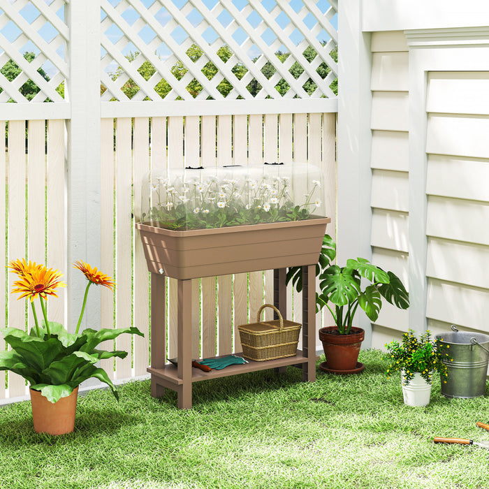 Outsunny 41L Self Watering Raised Garden Bed, Planter Box, Brown