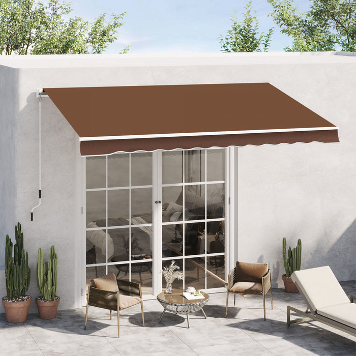 Outsunny Retractable Awning Manual Sun Shade Shelter, Coffee