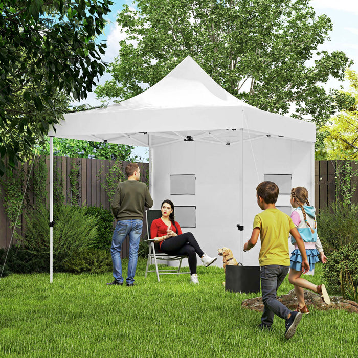 Outsunny 10' X 10' Heavy Duty Pop Up Canopy Tent, Upf50+, White