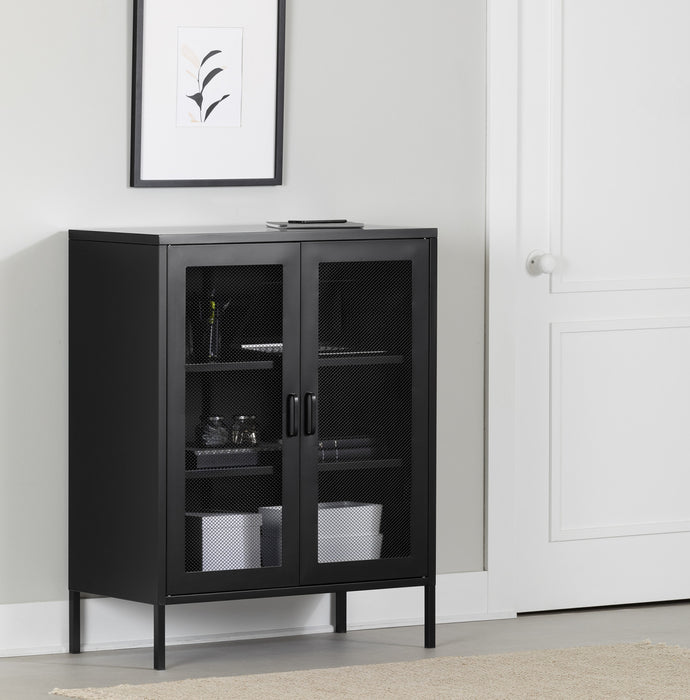 Crea Metal Mesh 2-Door Accent Cabinet - Black
