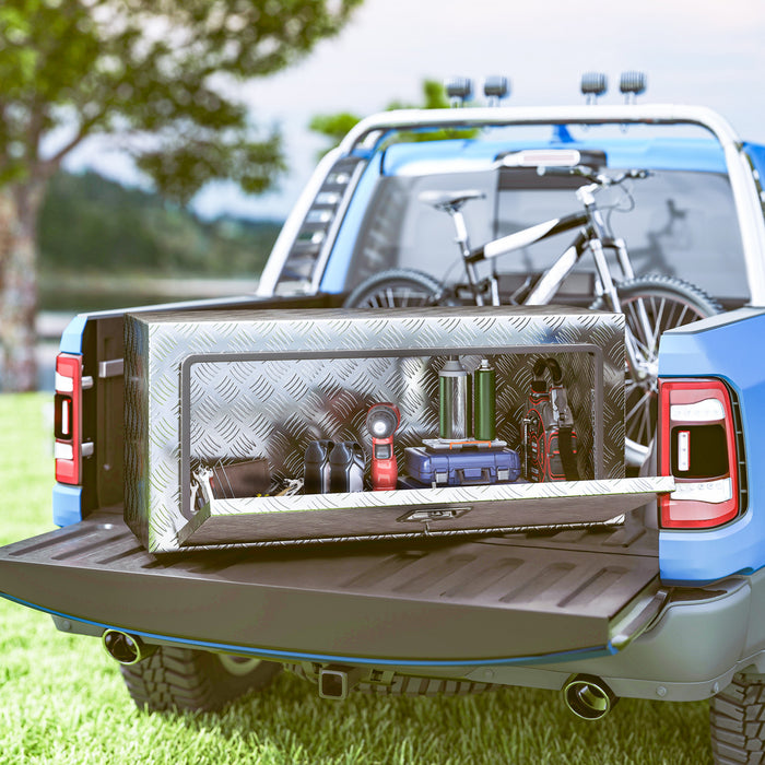 HOMCOM Heavy Duty Aluminum Underbody Truck Tool Box, 36 Inch Tool Box Chest