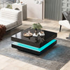 Ryan Rotating Coffee Table with LED Lighting and 360° Swivel Top,Black | Ryan table basse pivotante – table basse avec eclairage LED et plateau rotatif a 360°, noir