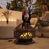 Outsunny 28" Outdoor Fire Pit Grill Firepit with Spark Screen, Poker, Black