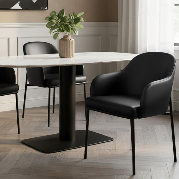 Loft Contemporary Vegan Leather Metal Armchair in Black - Set of 2