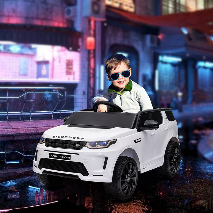 Qaba Land Rover Discovery Sport Licensed Powered Ride-On Car, 12v Battery Powered Kids Electric Car With Remote Control, Soft Start, Led Lights, Music Horn, White