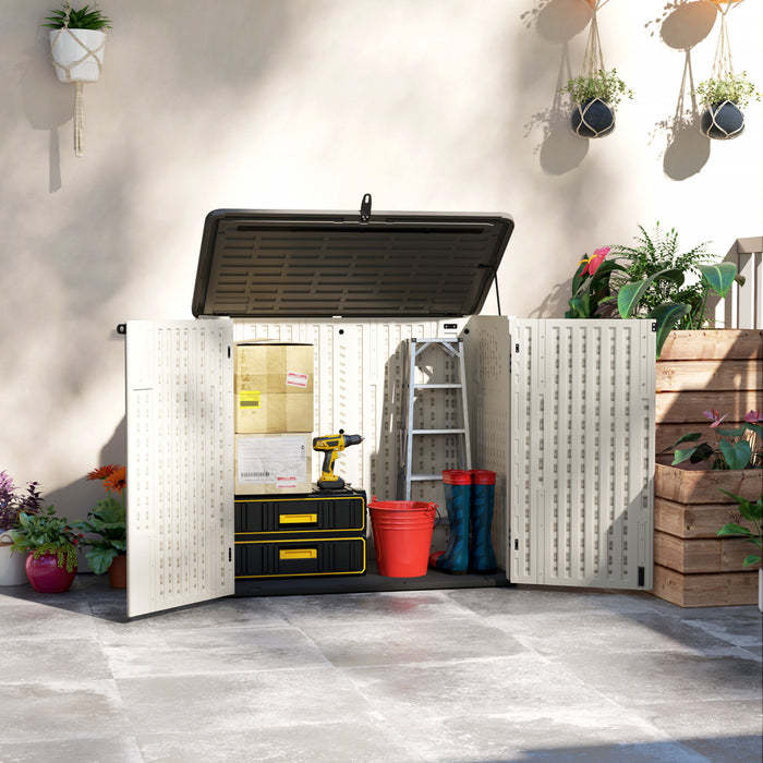 Outsunny 185 Gallon Storage Cabinet With Openable Top And Lockable Doors