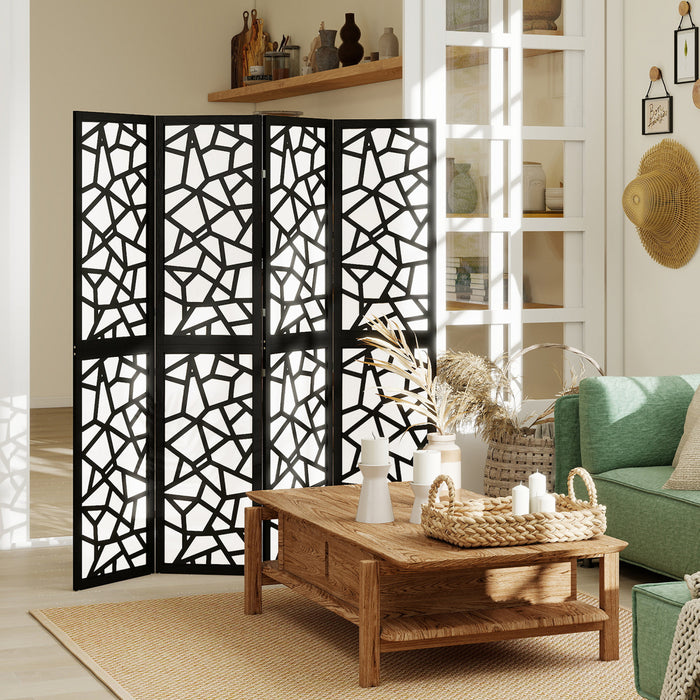 HOMCOM 4 Panel Room Divider, 5.6 FT Lightweight Privacy Screen, Black