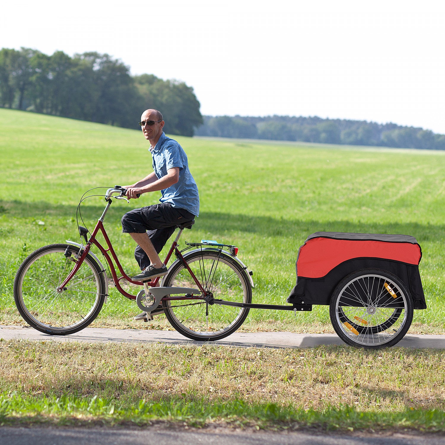 Aosom Bike Cargo Trailer Bicycle Luggage Carrier Cart With Cover Bl. The Brick