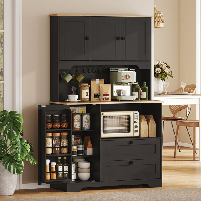 HOMCOM 64\" Kitchen Pantry Cabinet, Kitchen Hutch with 3 Cabinets, 2 Drawers