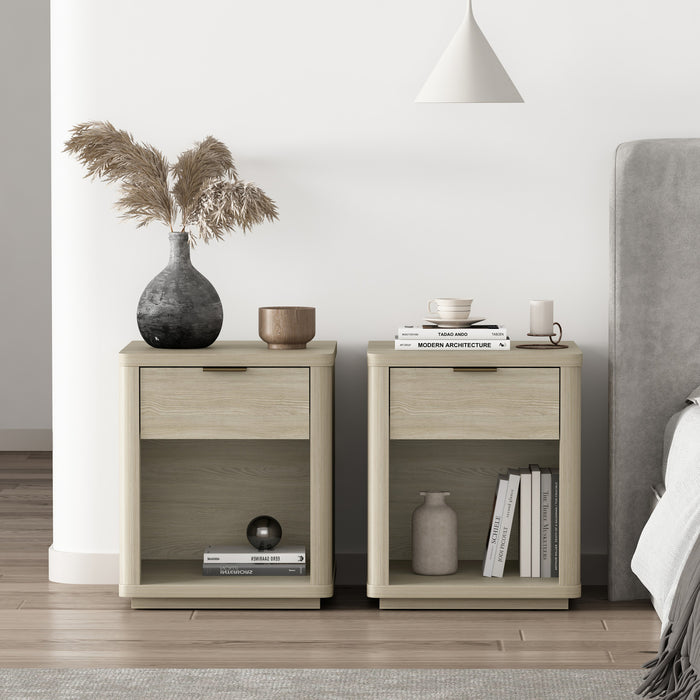 Evelyn Modern 20\" Nightstand in Natural (1-Drawer) - Set of 2