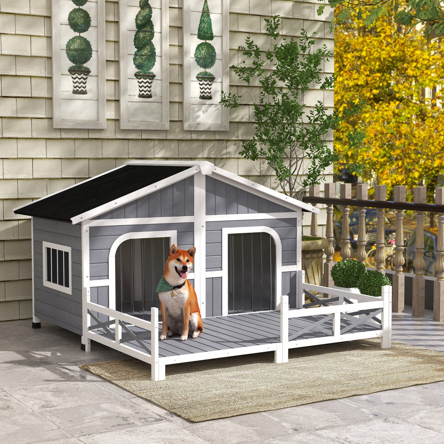 House Dog Shelter Outdoor Pawhut 59