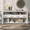 Ava 62.2'' Large Entryway Table with Drawers and Open Shelves,White Sofa Table  | Table d'entree Ava 62,2'' avec tiroirs et etageres ouvertes, blanche