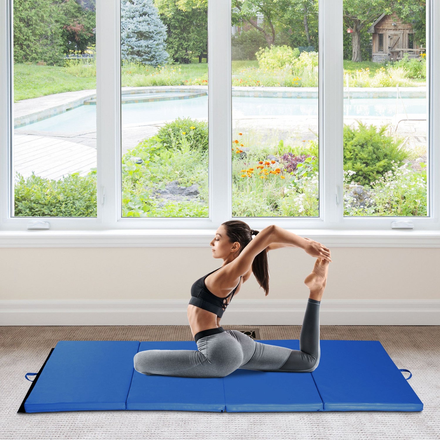 Soozier 4ft X 8ft X 2inch Tri fold Gymnastics Tumbling Mat Exercise. The Brick