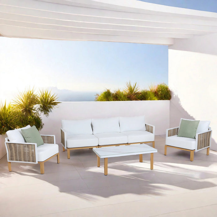 Vine Modern 4-Piece Conversation Set in White