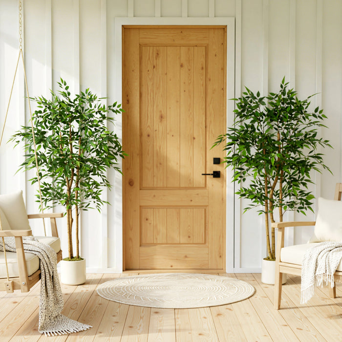 HOMCOM 5FT Artificial Banyan Tree, Set of 2 Artificial Plant for Home Decor