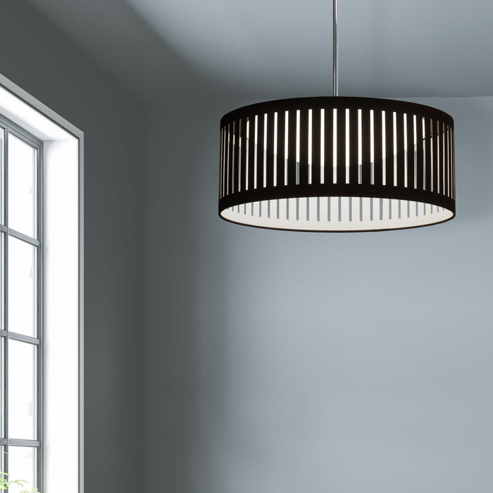 Dainolite Slit Drum LED Pendant 22w Polished Chrome Black/White Shade Lamp