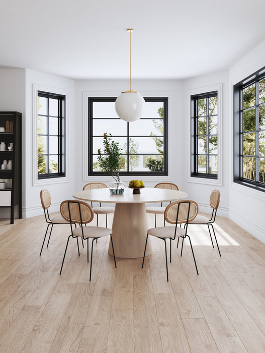 Jardin Industry Chic Cane Back Upholstered Dining Chair in Oatmeal and Natural - Set of 4