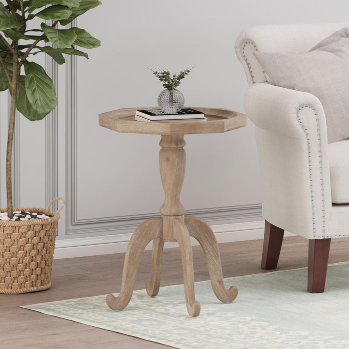 Roberta Traditional Side Table With Spider-leg Base, Driftwood