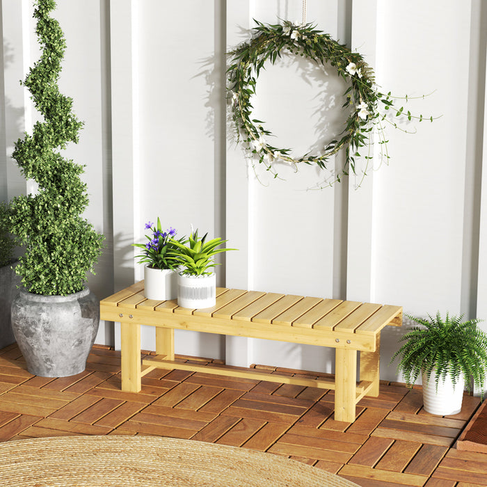 Outsunny 43.25\" Outdoor Wood Garden Bench Double Seat Natural