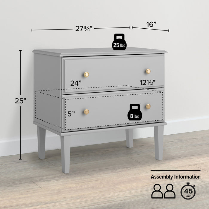 Prepac Lux 2-Drawer Nightstand - Grey