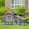 PawHut 79" Wooden Chicken Coop, Outdoor Hen House, Poultry Habitat with Removable Tray, Nesting Box, Run, Ramp, Grey