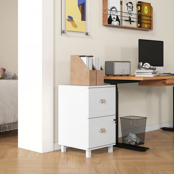 HOMCOM Lockable 2 Drawer File Cabinet with Hanging Bars for A4 and Letter