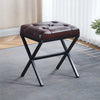 Liam Accent Stool with Tufted Cushion and Metal Legs,Dark Brown Accent Chair | Tabouret d’appoint Liam avec coussin capitonne et pieds en metal, couleur brun fonce