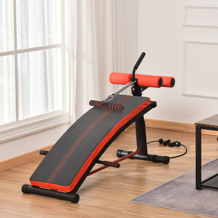 Soozier Sit Up Bench, Workout Bench Abdominal Trainer With Resistance Bands And Reverse Crunch Handle